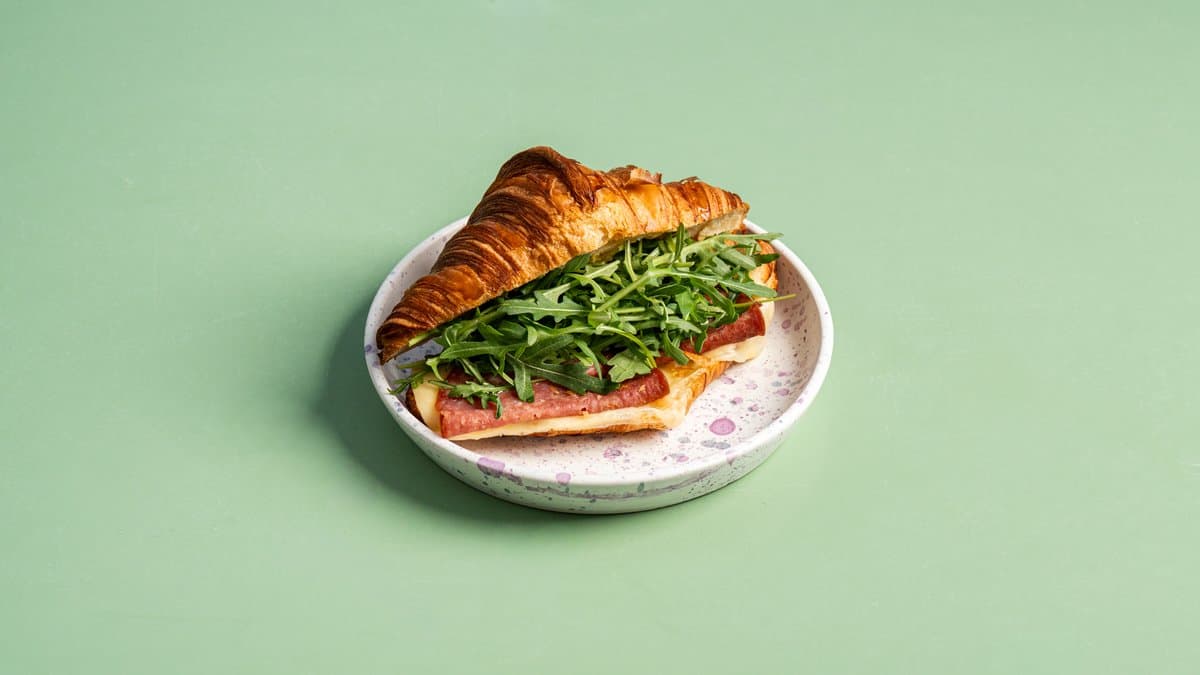 Salami, emmental & truffle oil croissant