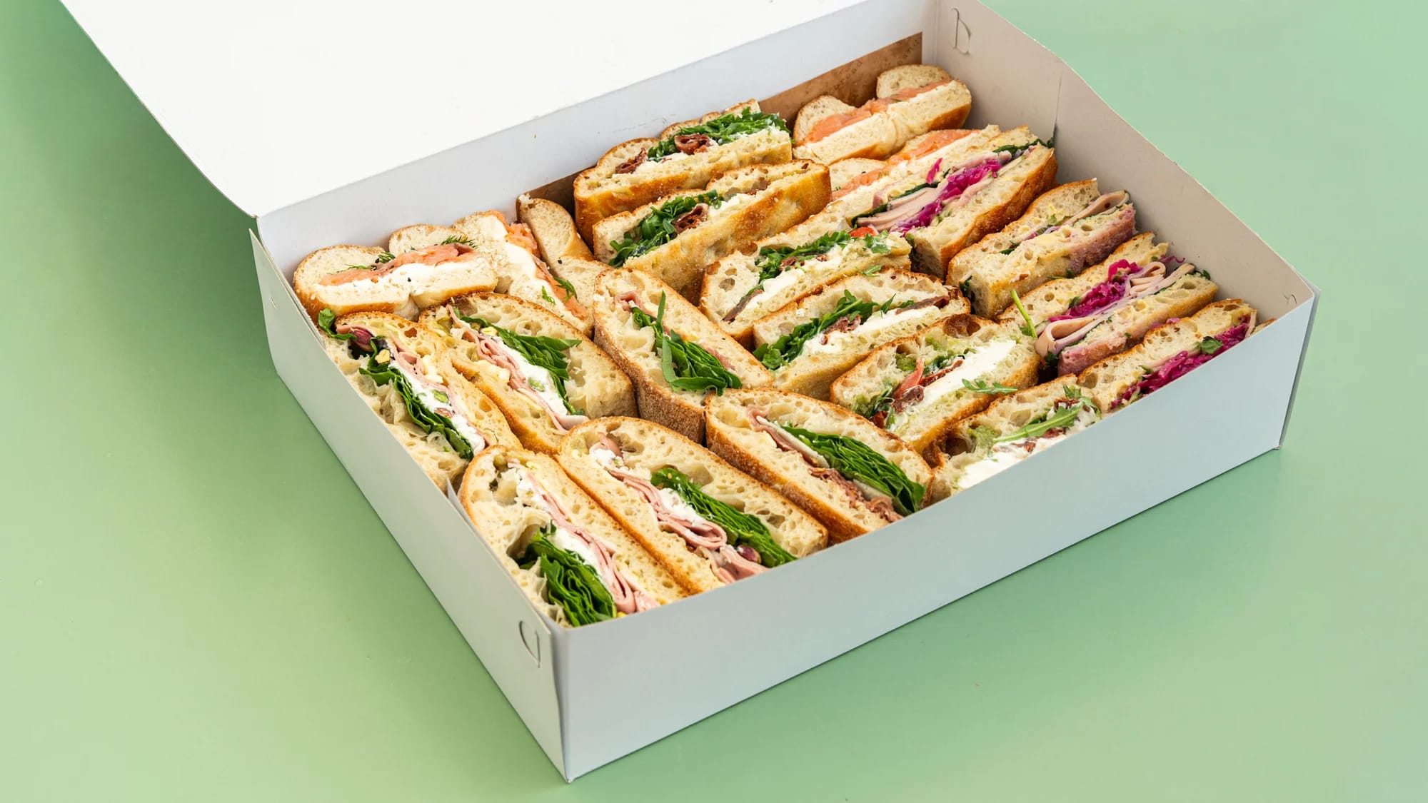 best of cannelait sandwich platter on focaccia and ciabatta