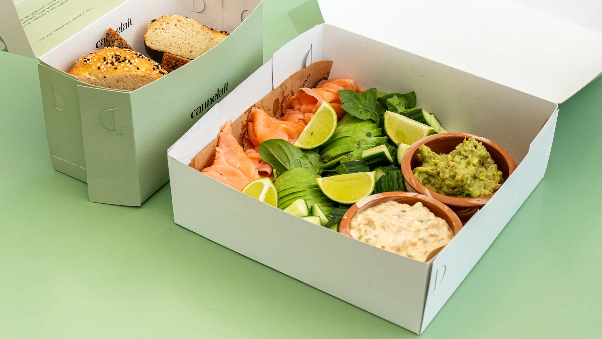protein power board with smoked salmon, avocado, hard boiled eggs and breads