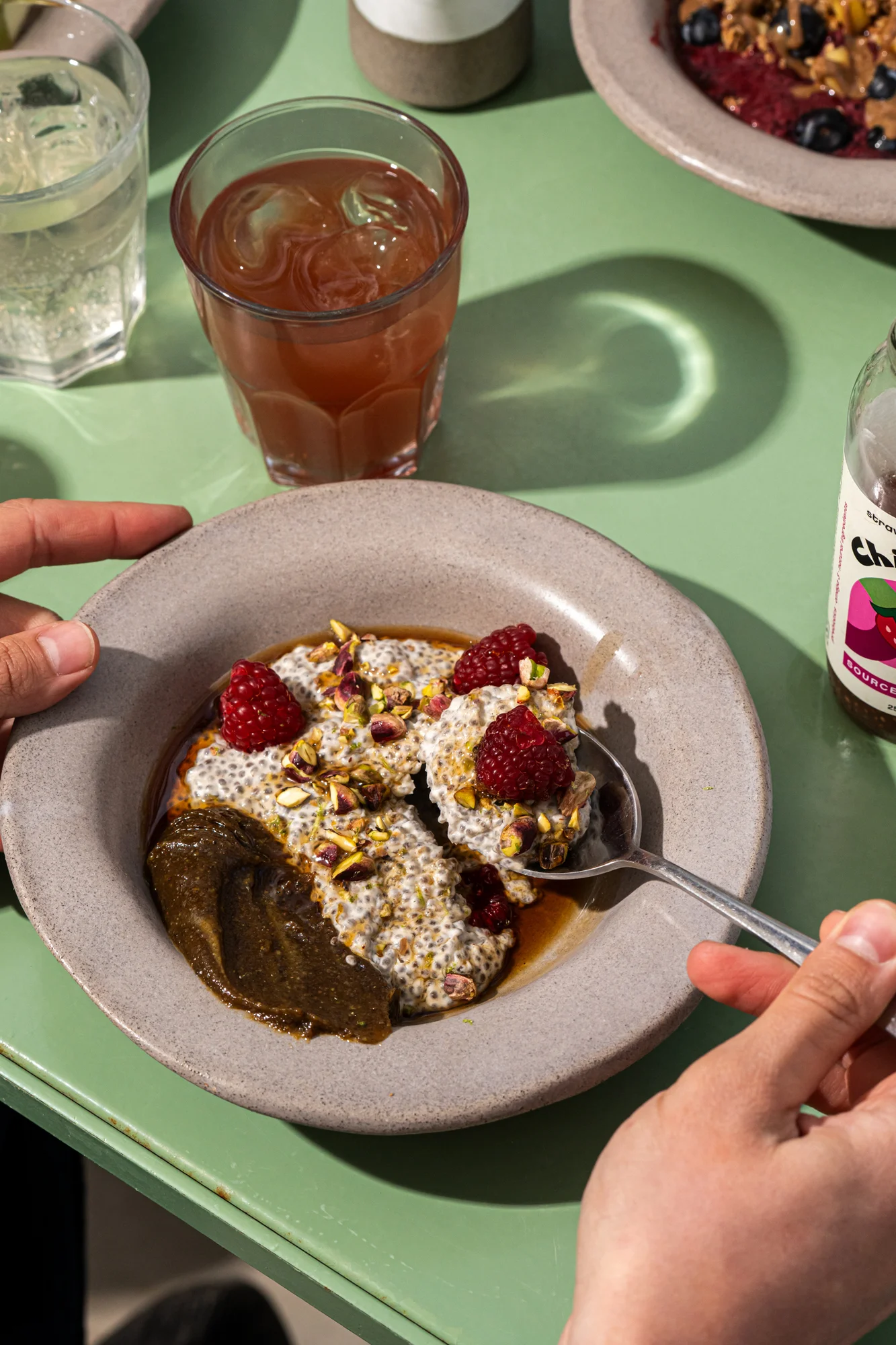 chia pudding and drinks
