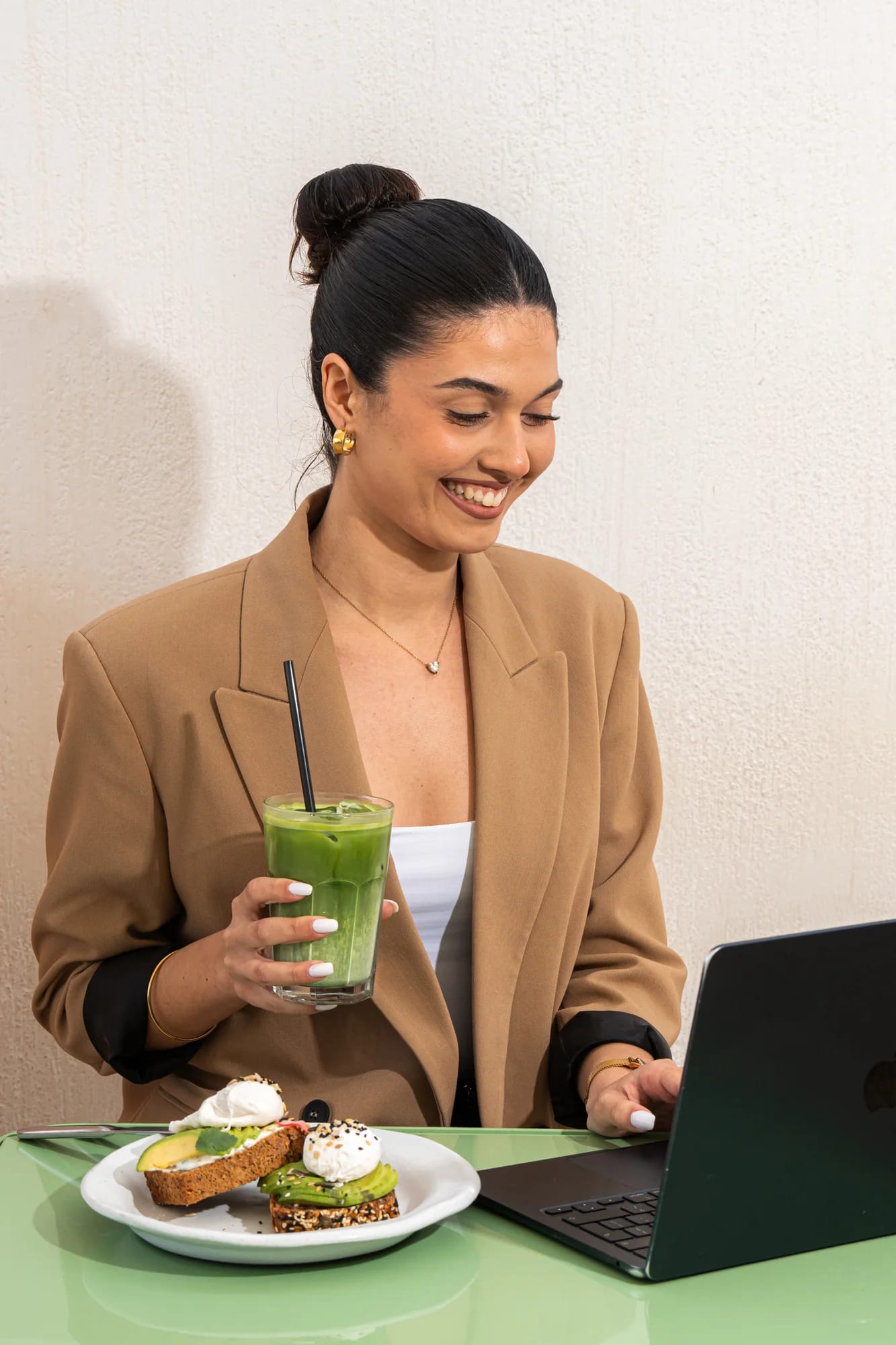 enjoying matcha at cannelait